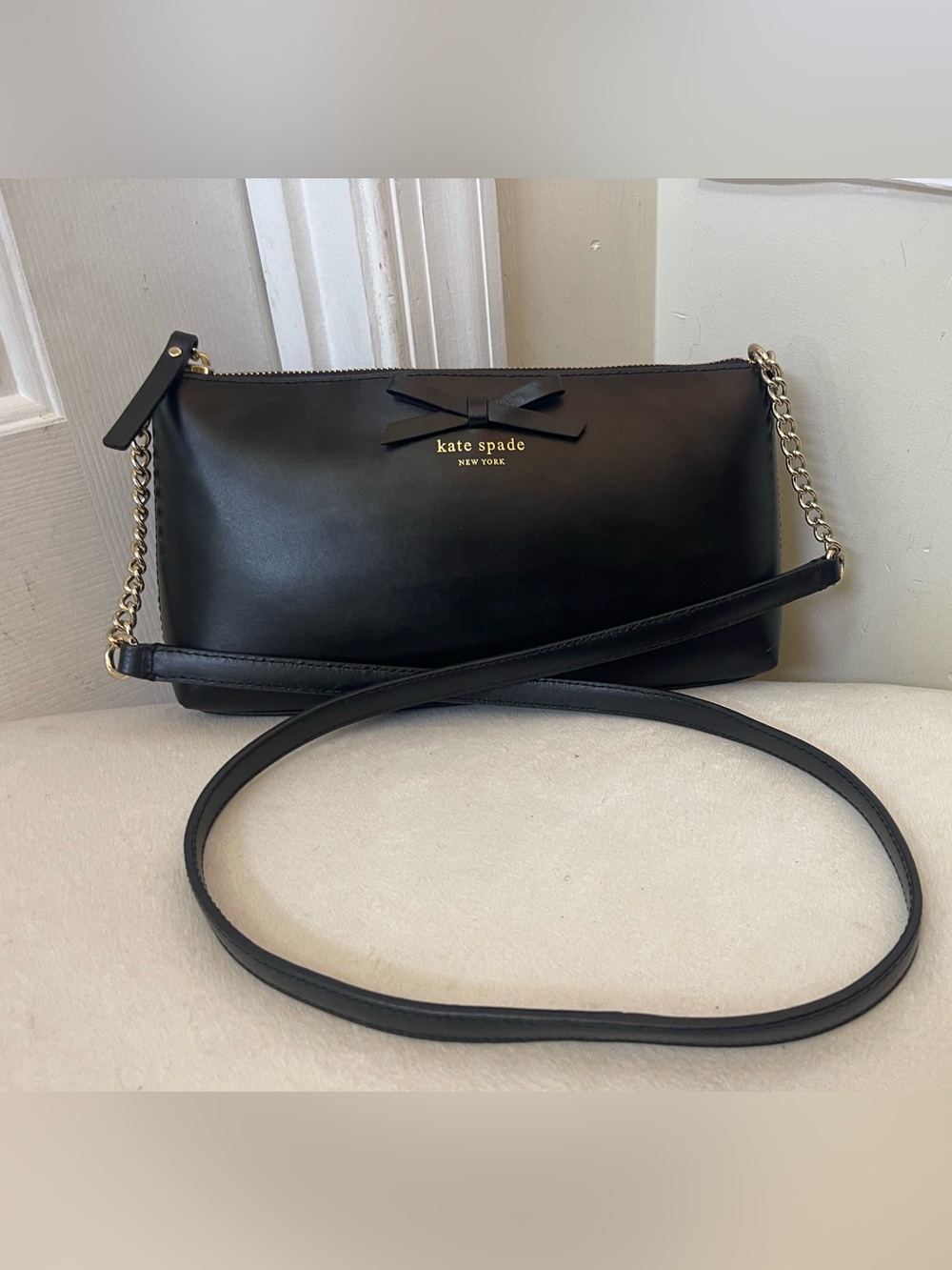 kate spade Black Leather Crossbody with Bow